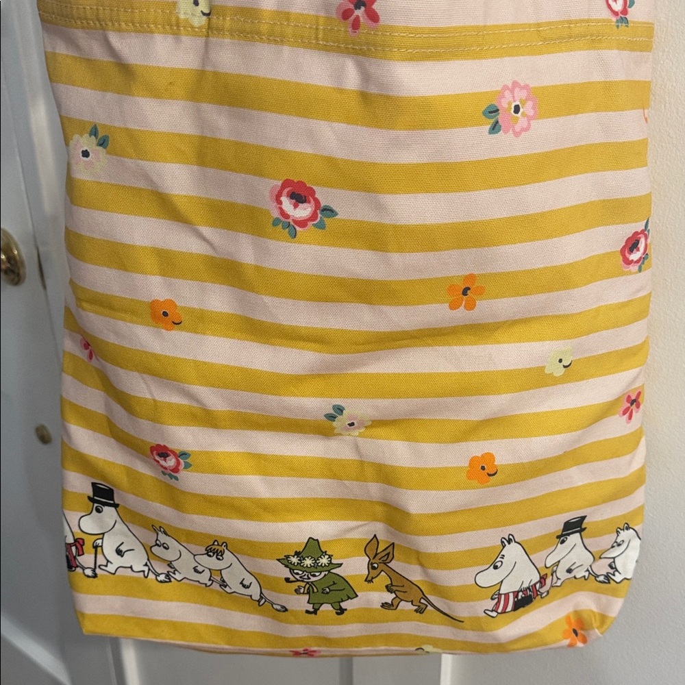 Cath Kidston X Moomin Striped Yellow Tote Bag with Cartoon Characters - Picture 4 of 10